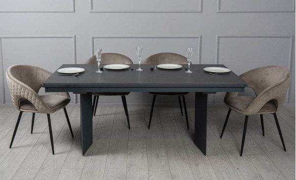 Керамічний стіл розкладний обідній Prestol Лео Чорний 90х180 (296) см-4