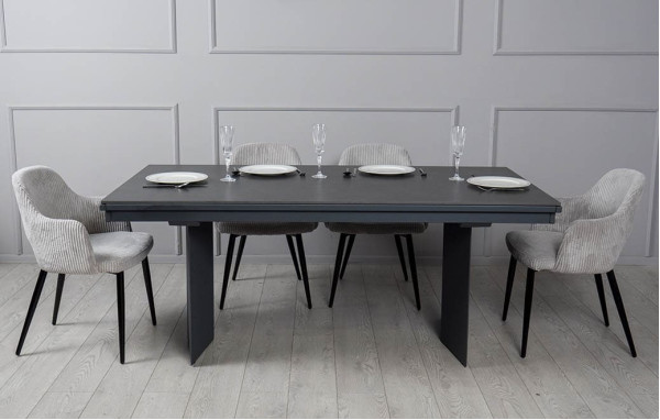 Керамічний стіл розкладний обідній Prestol Лео Чорний 90х180 (296) см-5