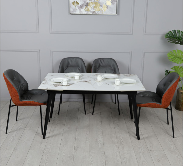 Керамічний стіл розкладний обідній Prestol Люкс Білий глянець 80х120 (180) см-0