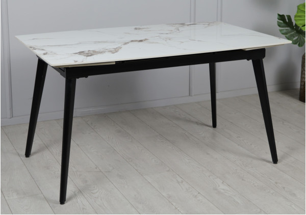 Керамічний стіл розкладний обідній Prestol Люкс Білий глянець 80х120 (180) см-6