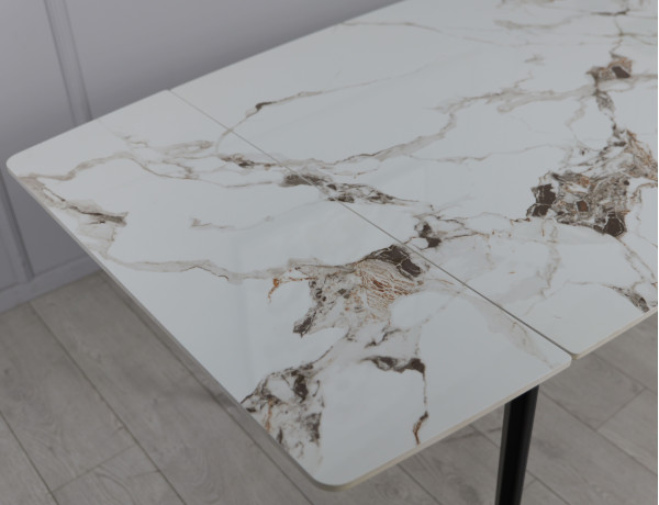 Керамічний стіл розкладний обідній Prestol Люкс Білий глянець 80х120 (180) см-8