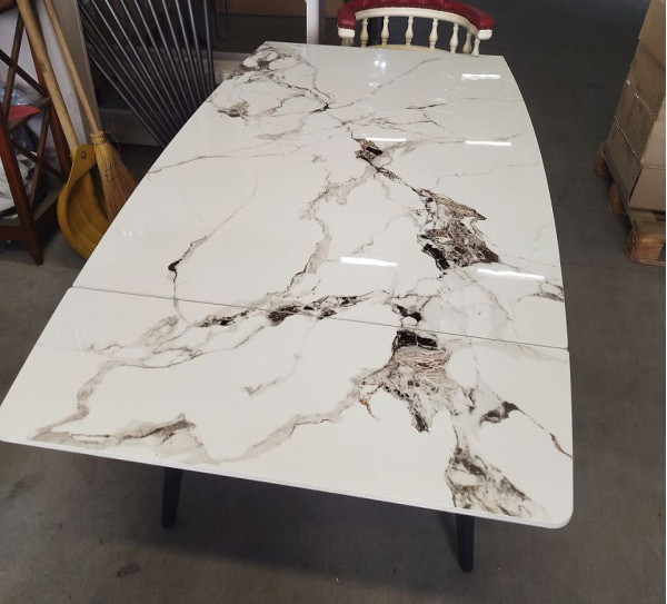 Керамічний стіл розкладний обідній Prestol Люкс Білий глянець 80х120 (180) см-12