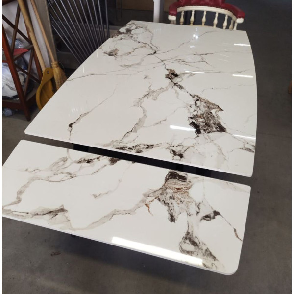 Керамічний стіл розкладний обідній Prestol Люкс Білий глянець 80х120 (180) см-13