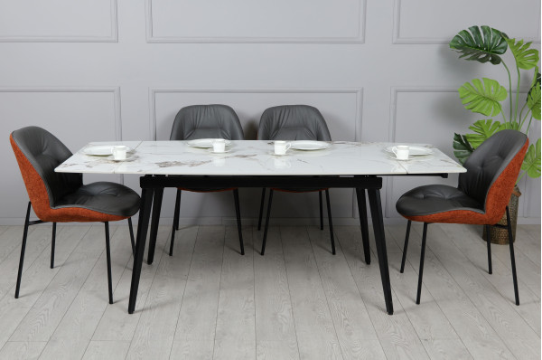 Керамічний стіл розкладний обідній Prestol Люкс Білий глянець 90х140 (200) см-2