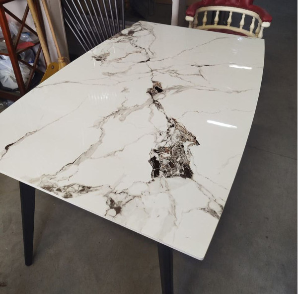 Керамічний стіл розкладний обідній Prestol Люкс Білий глянець 90х140 (200) см-11