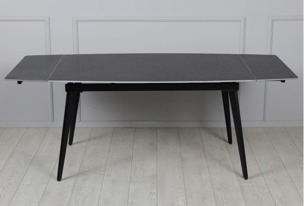 Керамічний стіл розкладний обідній Prestol Люкс Чорний матовий 90х140 (200) см-8