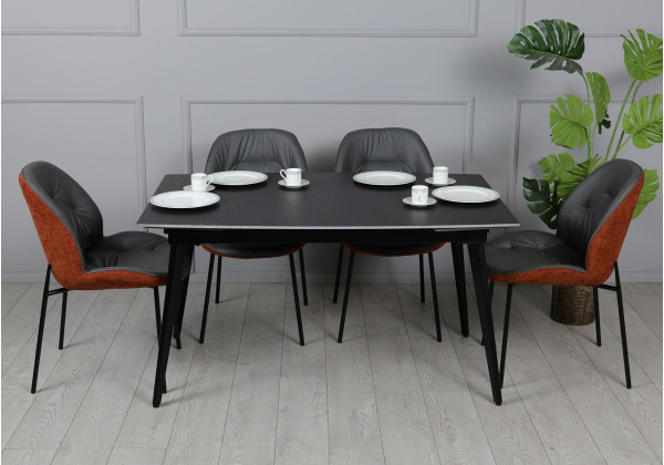 Керамічний стіл розкладний обідній Prestol Люкс Чорний матовий 90х140 (200) см-1