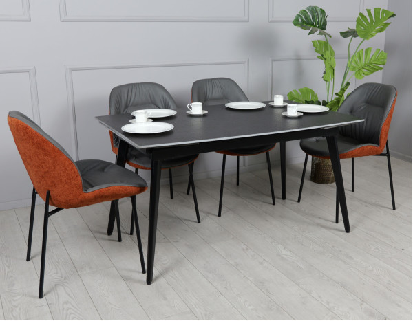 Керамічний стіл розкладний обідній Prestol Люкс Чорний матовий 90х140 (200) см-0