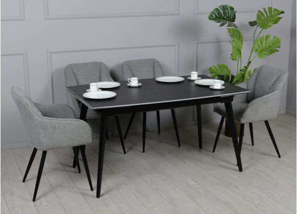 Керамічний стіл розкладний обідній Prestol Люкс Чорний матовий 90х140 (200) см-4