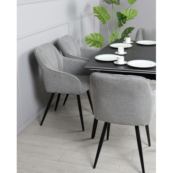 Керамічний стіл розкладний обідній Prestol Люкс Чорний матовий 90х140 (200) см-5