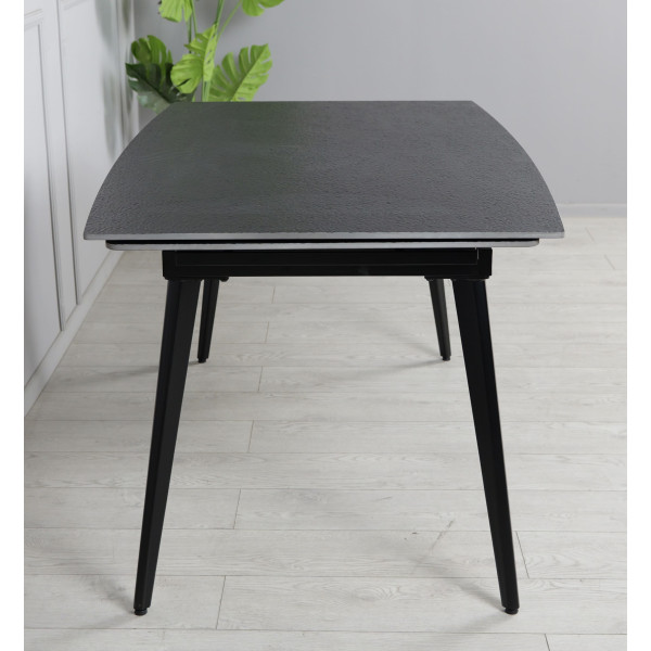 Керамічний стіл розкладний обідній Prestol Люкс Чорний матовий 90х140 (200) см-9