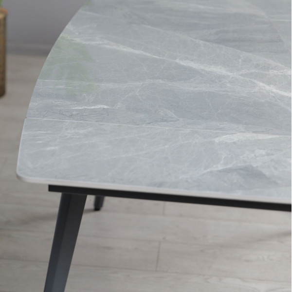 Керамічний стіл розкладний обідній Prestol Люкс Сірий глянець 80х120 (180) см-11