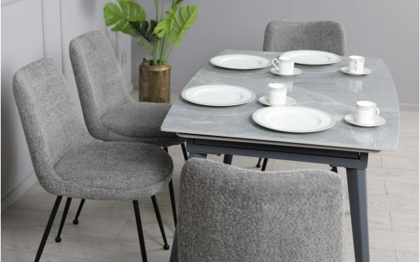 Керамічний стіл розкладний обідній Prestol Люкс Сірий глянець 80х120 (180) см-4