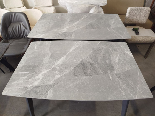 Керамічний стіл розкладний обідній Prestol Люкс Сірий глянець 80х120 (180) см-12