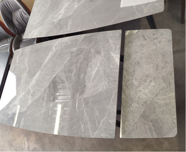 Керамічний стіл розкладний обідній Prestol Люкс Сірий глянець 80х120 (180) см-15