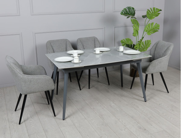 Керамічний стіл розкладний обідній Prestol Люкс Сірий глянець 80х120 (180) см-3