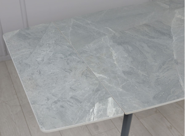 Керамічний стіл розкладний обідній Prestol Люкс Сірий глянець 80х120 (180) см-10