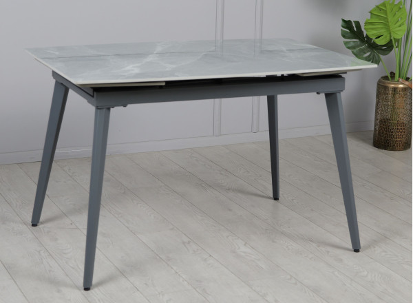 Керамічний стіл розкладний обідній Prestol Люкс Сірий глянець 80х120 (180) см-8