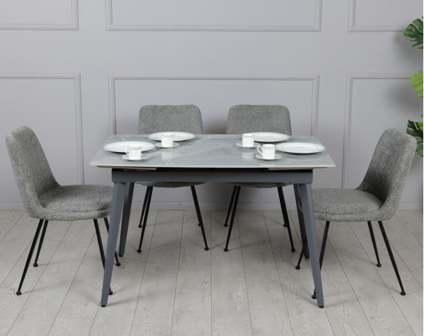 Керамічний стіл розкладний обідній Prestol Люкс Сірий глянець 90х140 (200) см-2