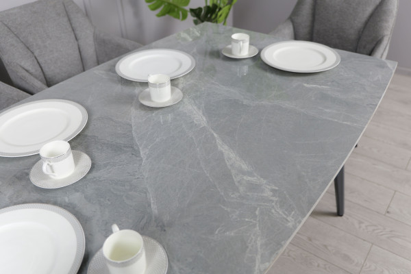 Керамічний стіл розкладний обідній Prestol Люкс Сірий глянець 90х140 (200) см-5