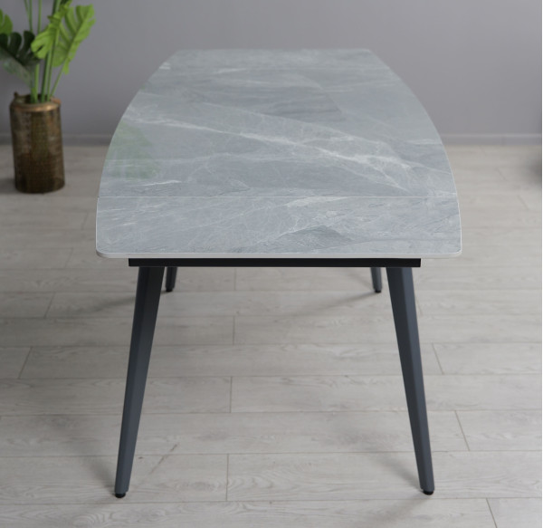 Керамічний стіл розкладний обідній Prestol Люкс Сірий глянець 90х140 (200) см-9