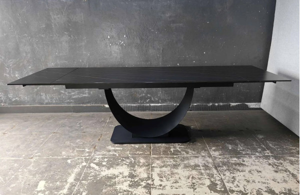 Керамический стол раскладной обеденный Prestol Мун Черный матовый 90х180 (260) см-4