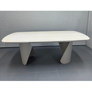 Керамический стол раскладной обеденный Prestol Опера травертин матовый 100х200 (300) см