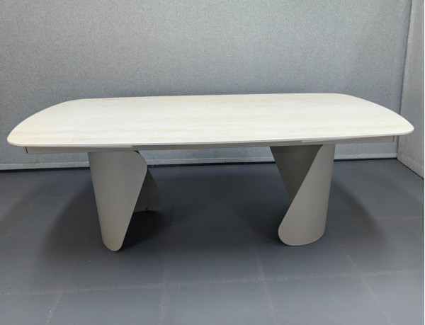 Керамический стол раскладной обеденный Prestol Опера травертин матовый 100х200 (300) см-0