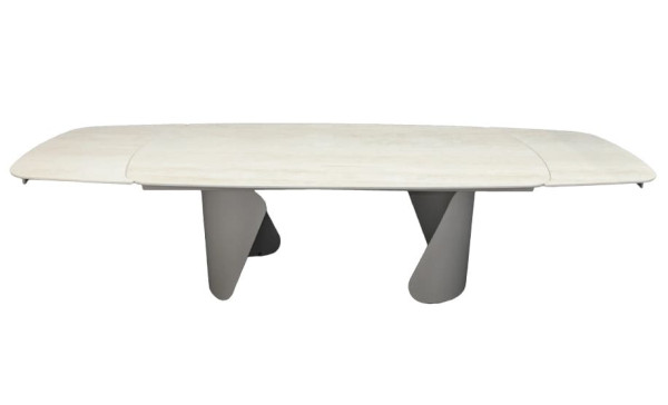 Керамический стол раскладной обеденный Prestol Опера травертин матовый 100х200 (300) см-5