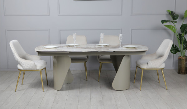 Керамічний стіл розкладний обідній Prestol Опера Білий глянець 100х200 (300) см-4