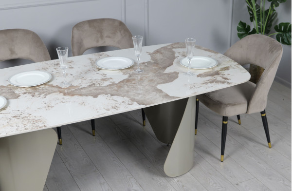 Керамічний стіл розкладний обідній Prestol Опера Білий глянець 100х200 (300) см-7