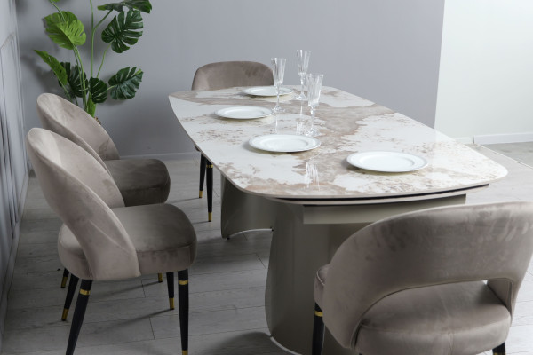 Керамічний стіл розкладний обідній Prestol Опера Білий глянець 100х200 (300) см-8