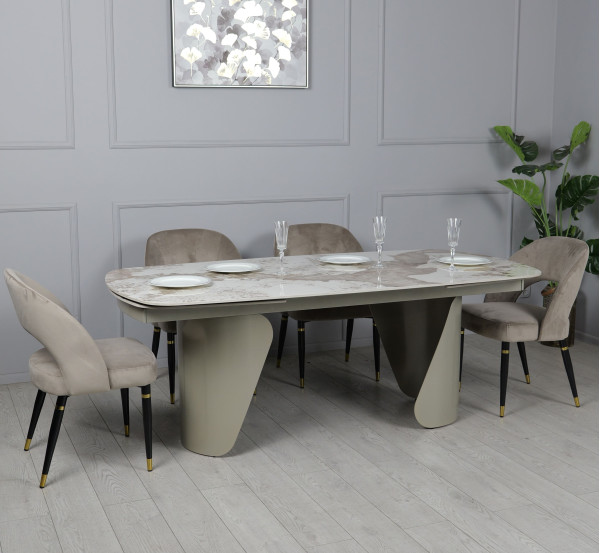 Керамічний стіл розкладний обідній Prestol Опера Білий глянець 100х200 (300) см-0