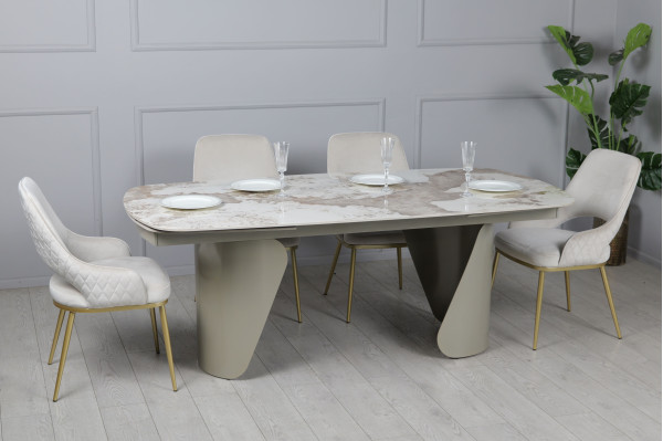 Керамічний стіл розкладний обідній Prestol Опера Білий глянець 100х200 (300) см-5