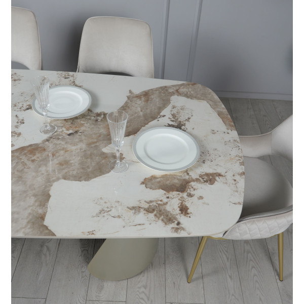 Керамічний стіл розкладний обідній Prestol Опера Білий глянець 100х200 (300) см-11