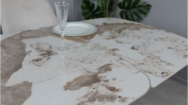 Керамічний стіл розкладний обідній Prestol Опера Білий глянець 100х200 (300) см-12