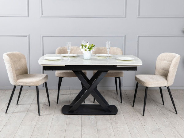 Керамічний стіл розкладний обідній Prestol Піано Білий 90х140 (200) см-0