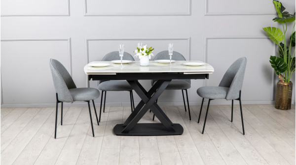 Керамічний стіл розкладний обідній Prestol Піано Білий 90х140 (200) см-1