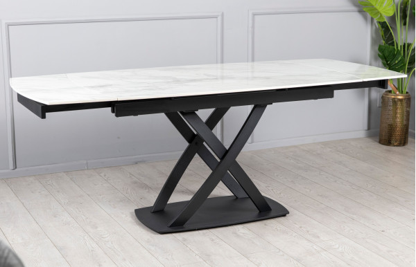 Керамічний стіл розкладний обідній Prestol Піано Білий 90х140 (200) см-10