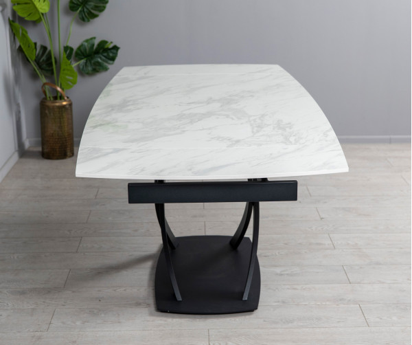 Керамічний стіл розкладний обідній Prestol Піано Білий 90х140 (200) см-11