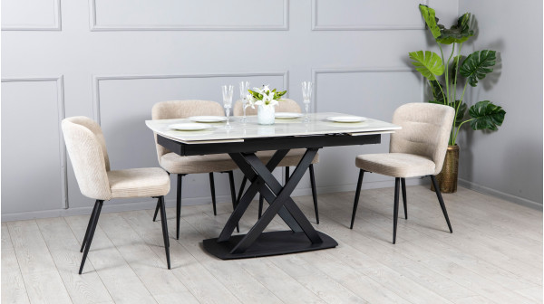 Керамічний стіл розкладний обідній Prestol Піано Білий 90х140 (200) см-4