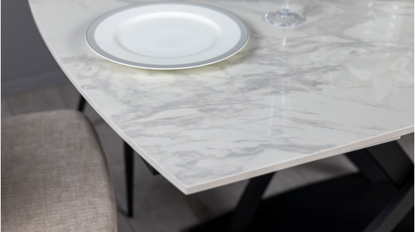 Керамічний стіл розкладний обідній Prestol Піано Білий 90х140 (200) см-14