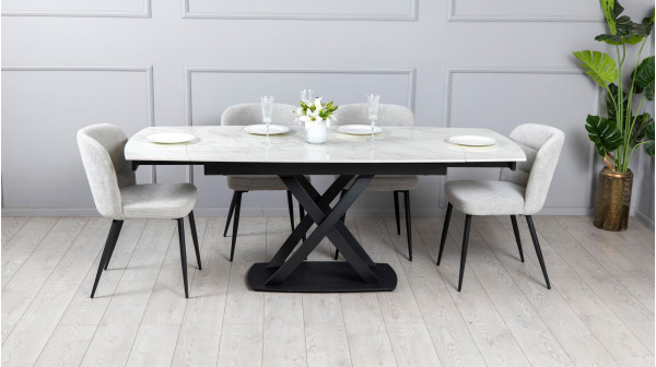 Керамічний стіл розкладний обідній Prestol Піано Білий 90х140 (200) см-5