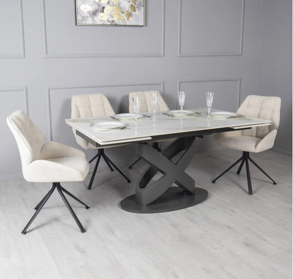 Керамический стол раскладной обеденный Prestol Ричмонд Молочный-1