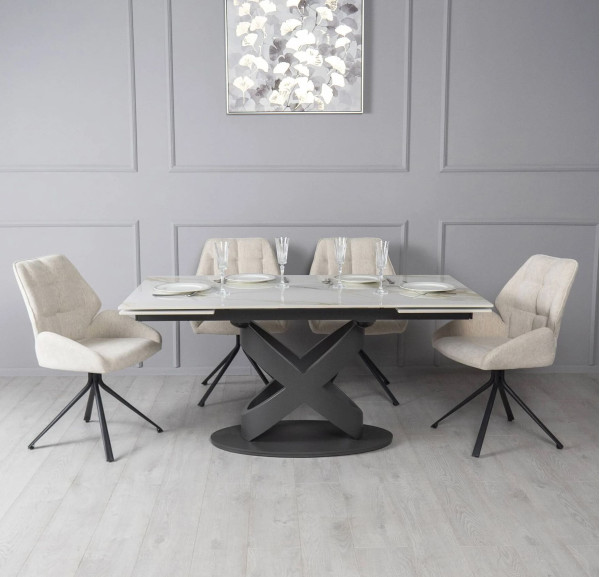 Керамический стол раскладной обеденный Prestol Ричмонд Молочный-0