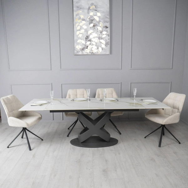 Керамический стол раскладной обеденный Prestol Ричмонд Молочный-2