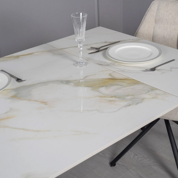 Керамический стол раскладной обеденный Prestol Ричмонд Молочный-6