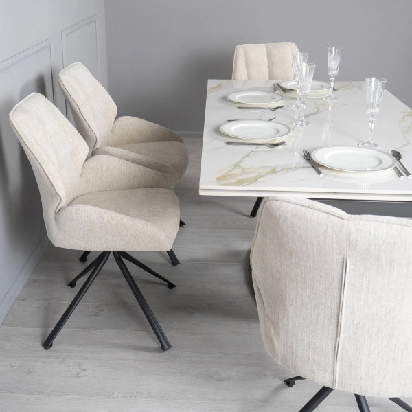 Керамический стол раскладной обеденный Prestol Ричмонд Молочный-4