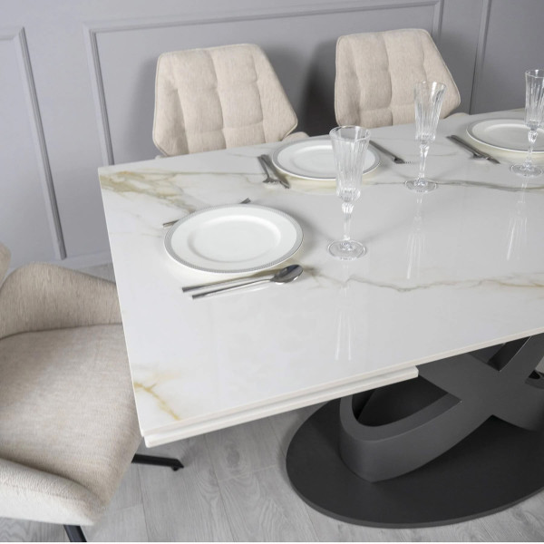 Керамический стол раскладной обеденный Prestol Ричмонд Молочный-5