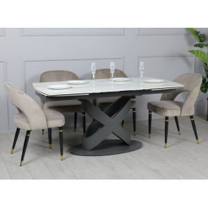 Керамический стол раскладной обеденный Prestol Ричмонд Молочный глянец 90х160 (240) см